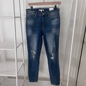 STS Blue Ellie Ankle Cropped Blue Skinny Jeans with Modern Stretch Distressed